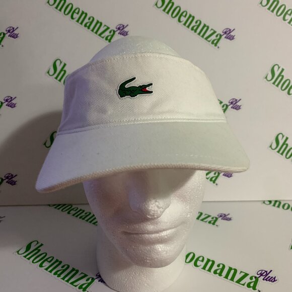Lacoste Hat Crocodile Badge Cotton Cap Adjustable Mens Womens White One Size - Picture 1 of 7